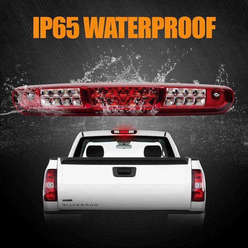 Cxdar Third 3rd Brake Light, LED High Mount Stop Light for 2007-2013 Chevy Silverado/GMC Sierra 1500 2500HD 3500HD, Rear Center Cab Roof Tail Cargo Lamp, Red Lens - Image 5